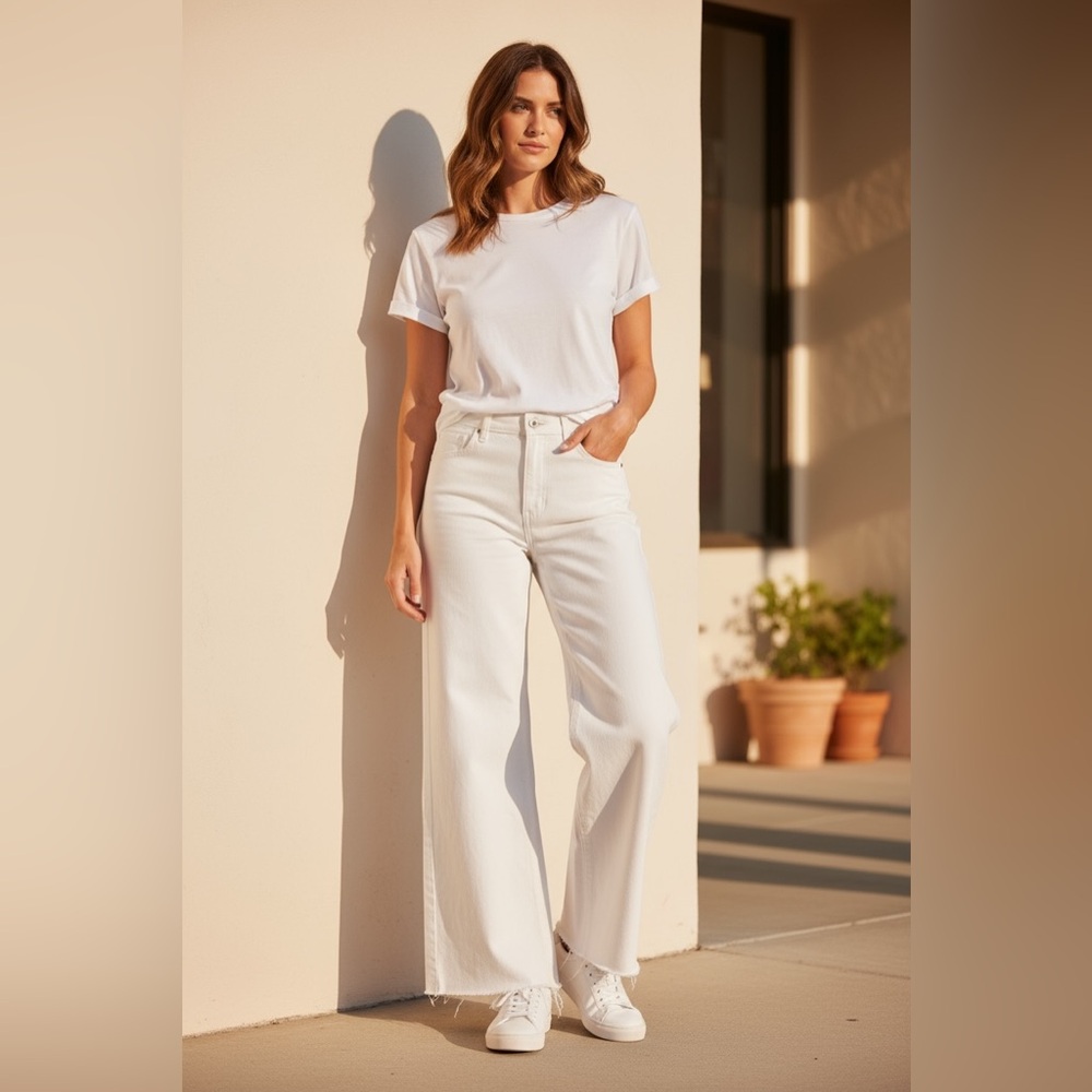 PAIGE White Flare & Wide Leg Jeans